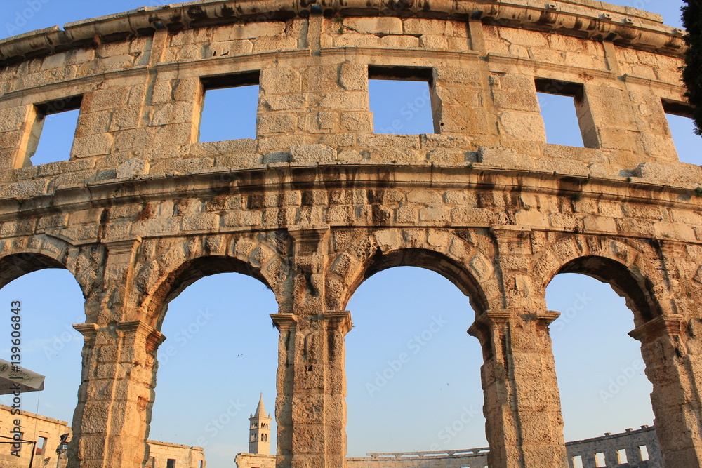 roman arena in pula Croatia on a sunny summer day