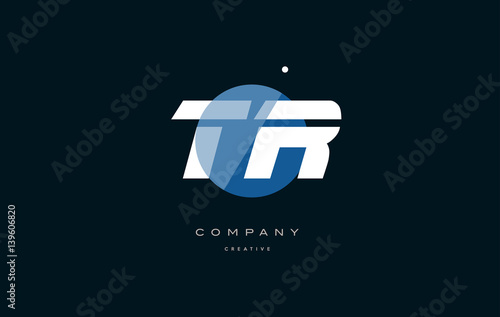 tr t r blue white circle big font alphabet company letter logo