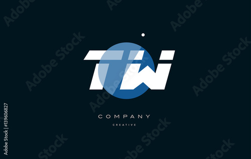 tw t w blue white circle big font alphabet company letter logo