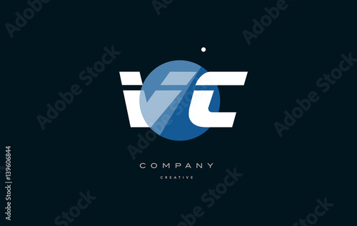 vc v c  blue white circle big font alphabet company letter logo