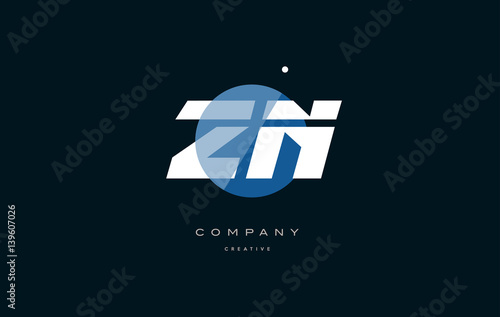 zn z n  blue white circle big font alphabet company letter logo