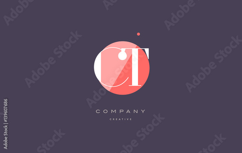 ct c t  retro vintage rhombus simple black white alphabet letter logo