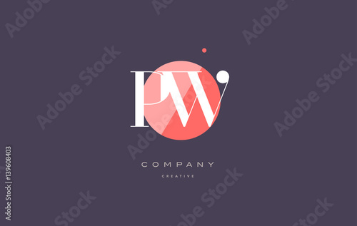pw p w  retro vintage rhombus simple black white alphabet letter logo