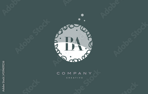 ba b a  monogram floral green alphabet company letter logo