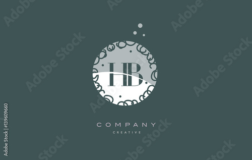 hb h b  monogram floral green alphabet company letter logo