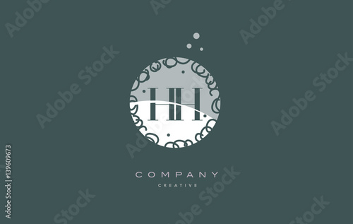 hh h h  monogram floral green alphabet company letter logo