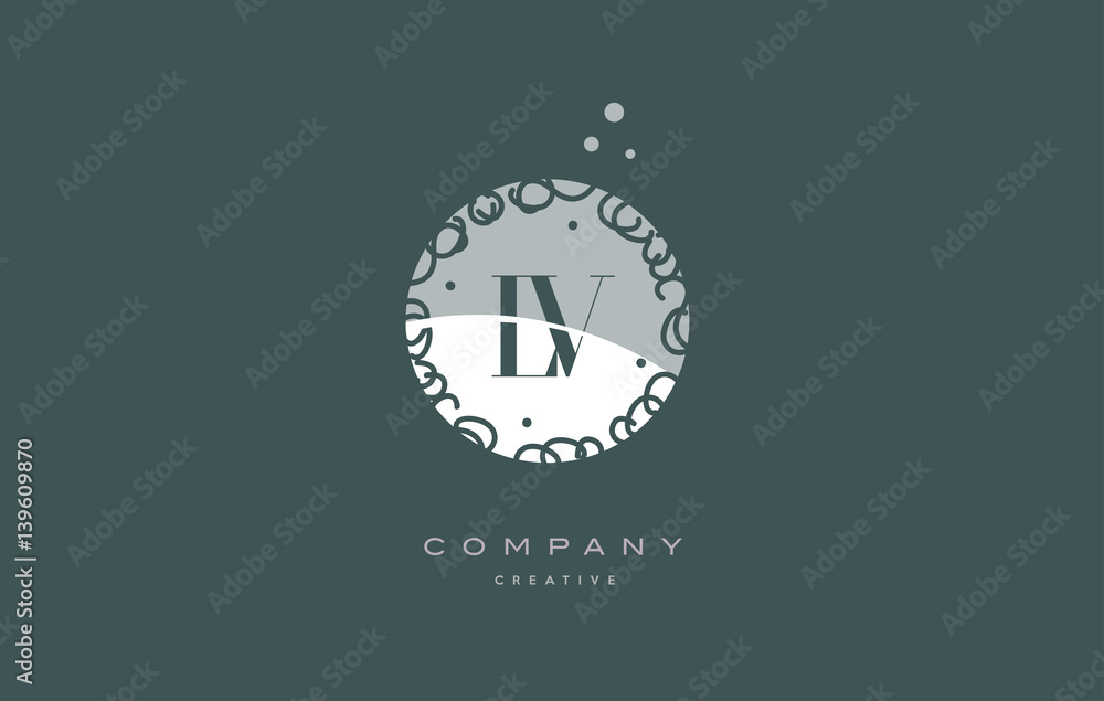 ,  l v  monogram floral green alphabet company letter logo