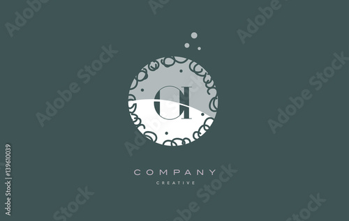oi o i  monogram floral green alphabet company letter logo