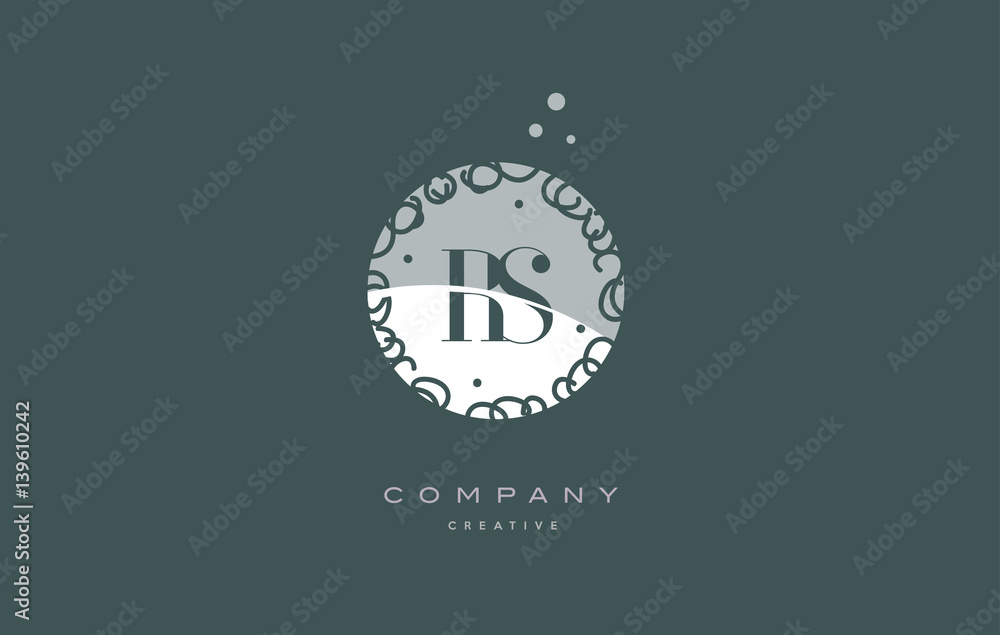 rs r s  monogram floral green alphabet company letter logo