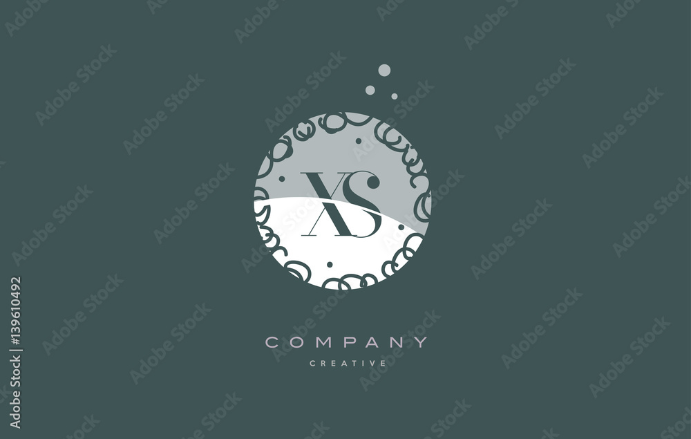 xs x s monogram floral green alphabet company letter logo xs x s monogram floral green alphabet company letter logo