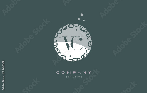 vc v c  monogram floral green alphabet company letter logo