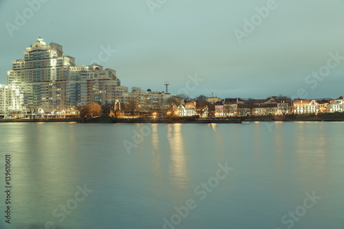 View of the Trinity Suburb and the Svisloch River in the evening © vladdeep
