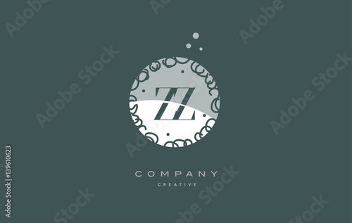 zz z monogram floral green alphabet company letter logo