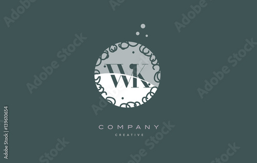 wk w k monogram floral green alphabet company letter logo