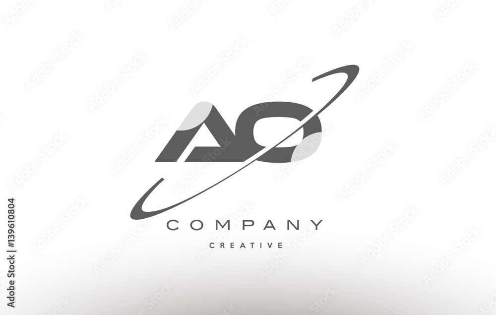ao a o swoosh grey alphabet letter logo ao a o swoosh grey alphabet letter logo