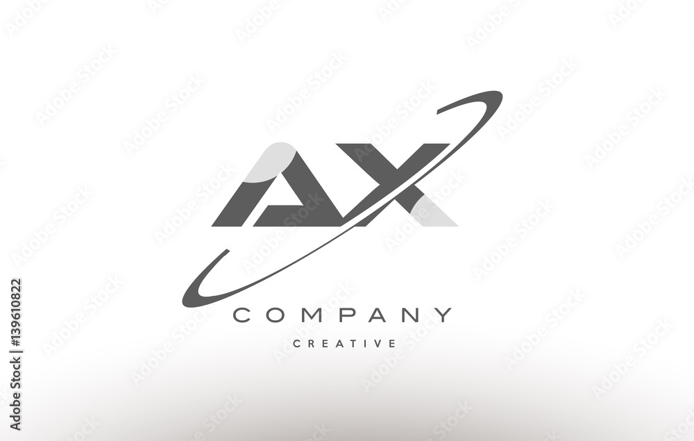 ax a x swoosh grey alphabet letter logo ax a x swoosh grey alphabet letter logo