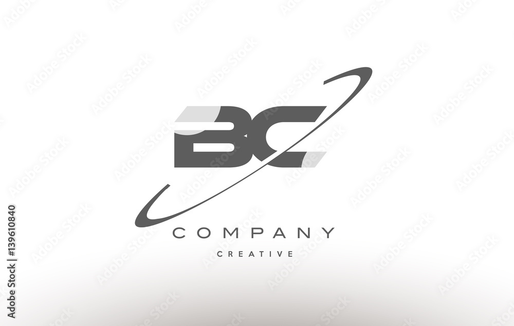 bc b c  swoosh grey alphabet letter logo
