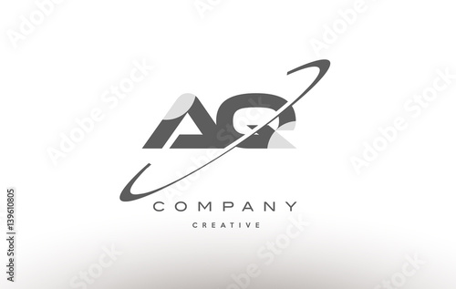 aq a q  swoosh grey alphabet letter logo
