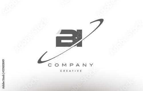 bi b i  swoosh grey alphabet letter logo