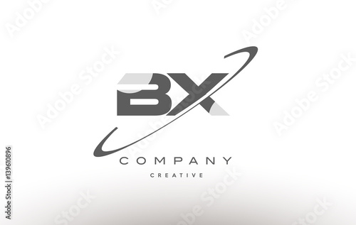 bx b x swoosh grey alphabet letter logo