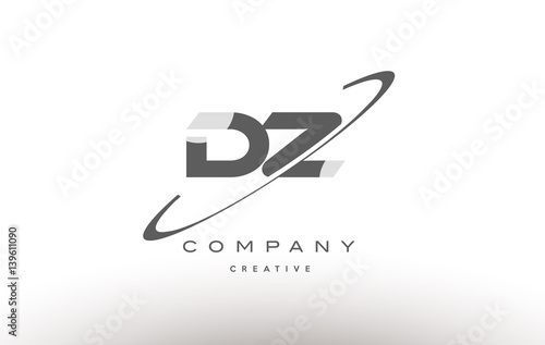 dz d z  swoosh grey alphabet letter logo photo