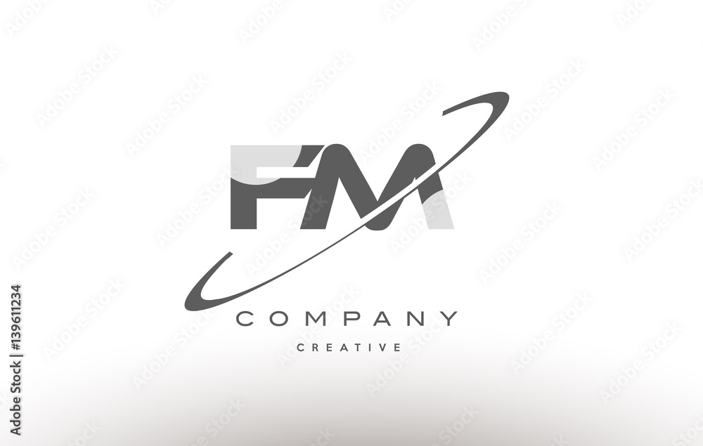 fm f m swoosh grey alphabet letter logo Stock Vector | Adobe Stock