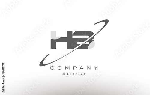 hb h b  swoosh grey alphabet letter logo