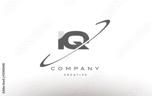 iq i q  swoosh grey alphabet letter logo