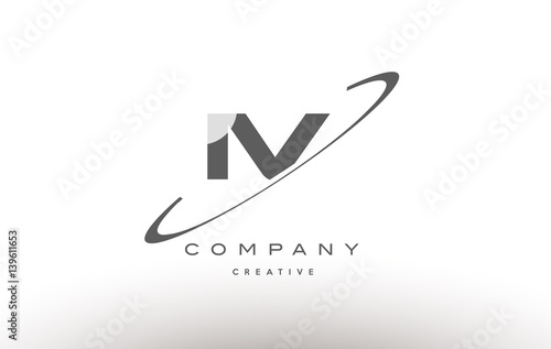 iv i v  swoosh grey alphabet letter logo