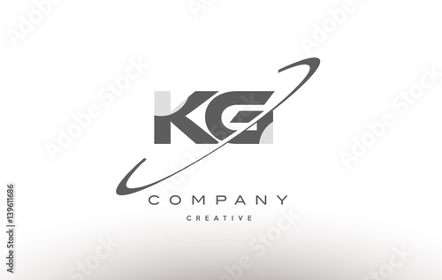 kg k g  swoosh grey alphabet letter logo photo
