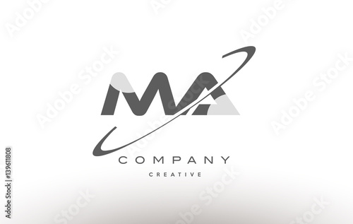 ma m a  swoosh grey alphabet letter logo