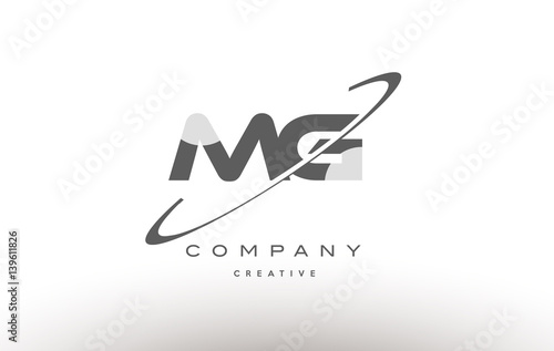 mg m g  swoosh grey alphabet letter logo