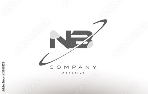 nb n b  swoosh grey alphabet letter logo