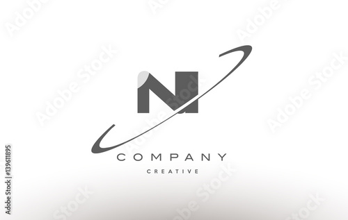 ni n i  swoosh grey alphabet letter logo