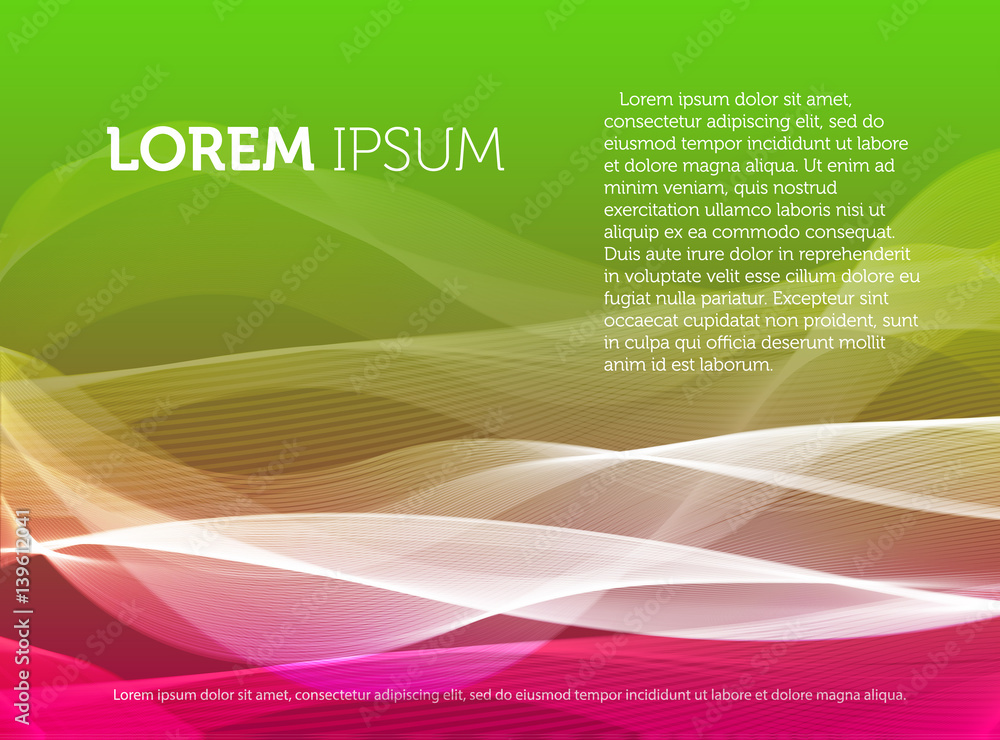 Fototapeta premium Abstract colorful background with wavy lines and smoke effect vector illustration, bright decorative backdrop.
