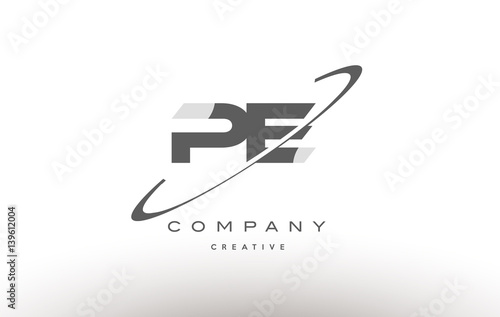 pe p e  swoosh grey alphabet letter logo