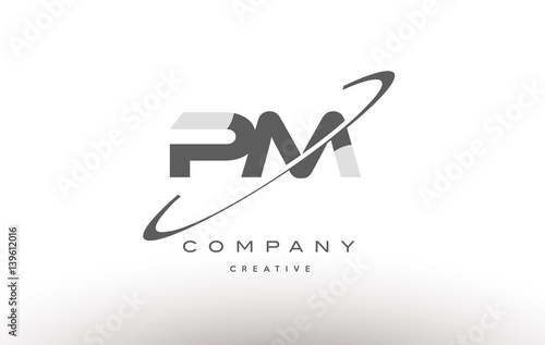 pm p l  swoosh grey alphabet letter logo