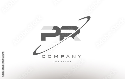 pr p r  swoosh grey alphabet letter logo