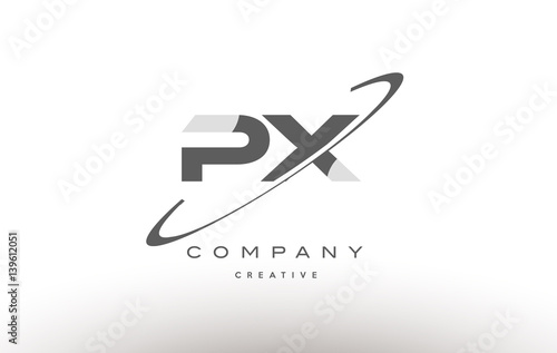 px p x swoosh grey alphabet letter logo