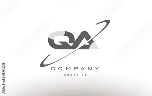 qa q a  swoosh grey alphabet letter logo