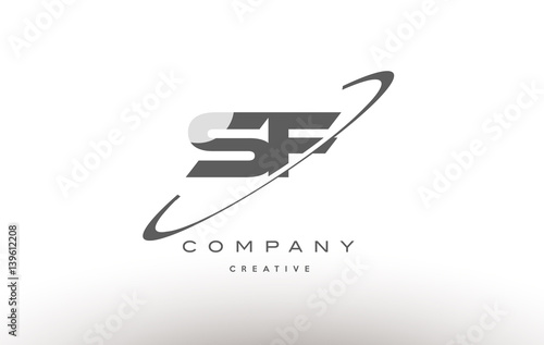 sf s f  swoosh grey alphabet letter logo