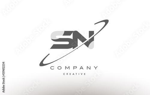 sn s n  swoosh grey alphabet letter logo