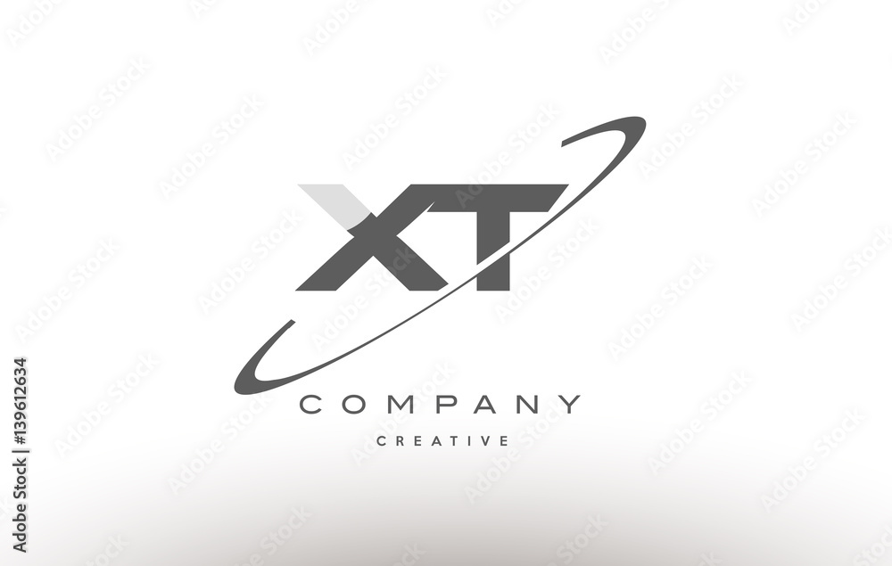 xt x t  swoosh grey alphabet letter logo