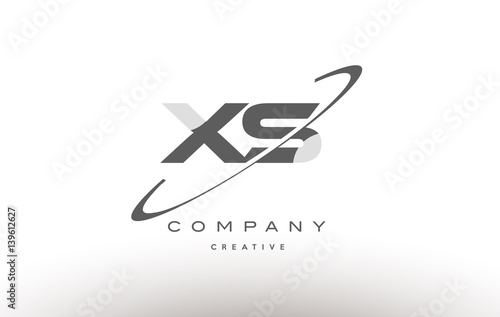 xs x s swoosh grey alphabet letter logo