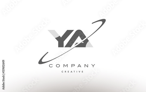 ya y a  swoosh grey alphabet letter logo