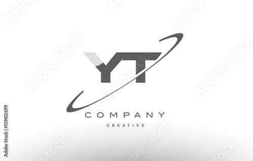 yt y t  swoosh grey alphabet letter logo