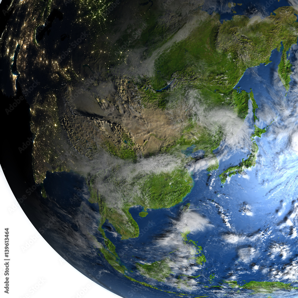 Fototapeta premium East Asia on planet Earth