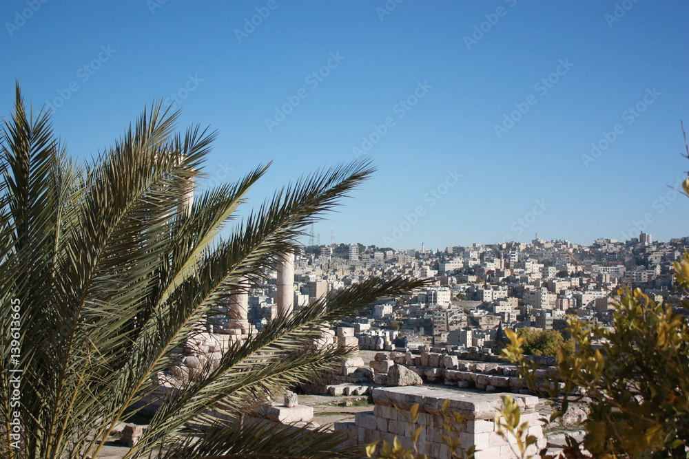 Fototapeta premium View from Citadel Hill to city of Amman in Jordan, Middle East