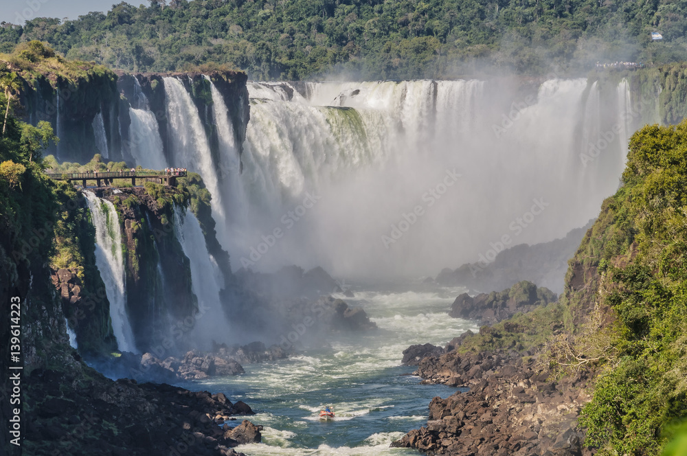 View of Iguazu waterfalls at the border of Argentina and Brazil