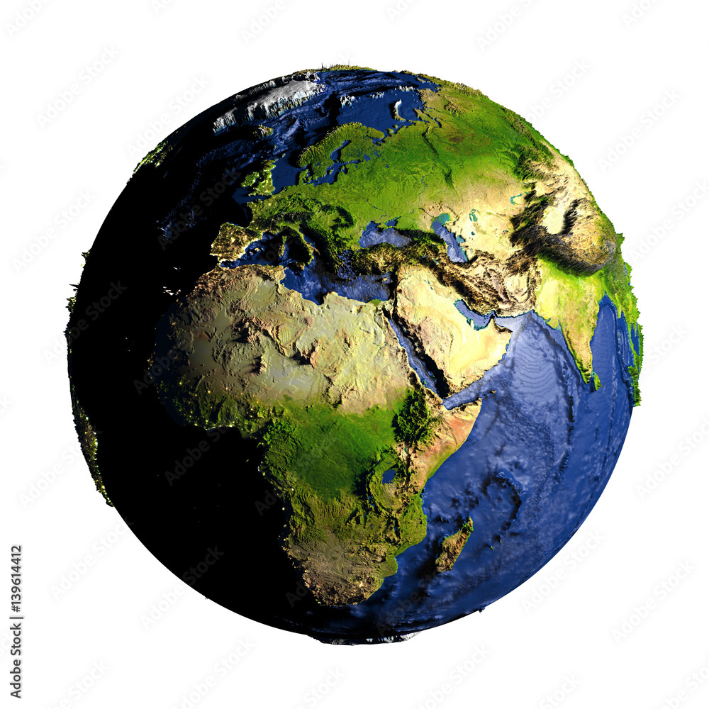 Fototapeta premium EMEA region on Earth isolated on white